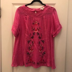Hot Pink Embroidered Top